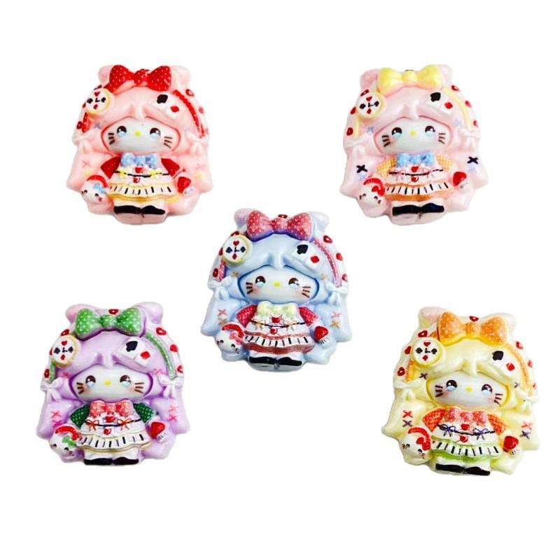 Cartoon Lisa Kitten Girl Resin Accessories: DIY Cream Glue, Hair Clip, Hair Tie, Keychain, Phone Case Ornament