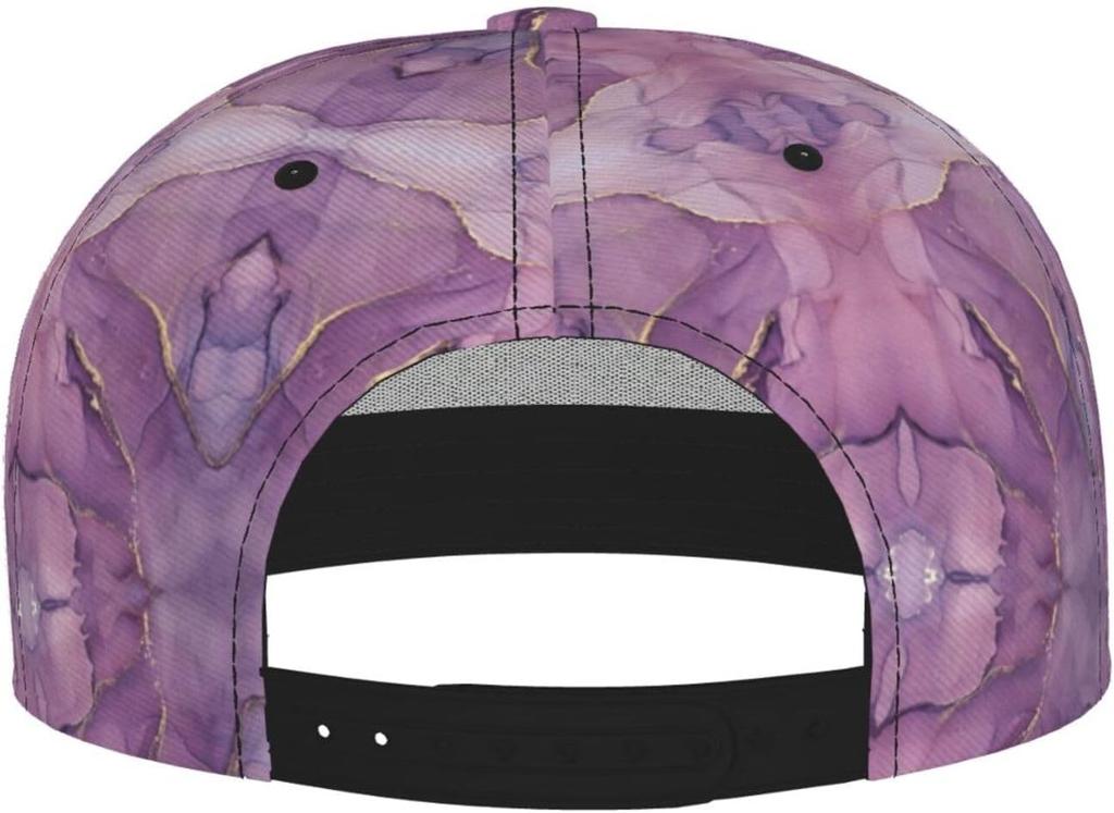 Purple Gold Marble Texture Abstract Print Baseball Cap for Men Women Adjustable Trucker Hat Snapback Sun Dad Cap Lightweight