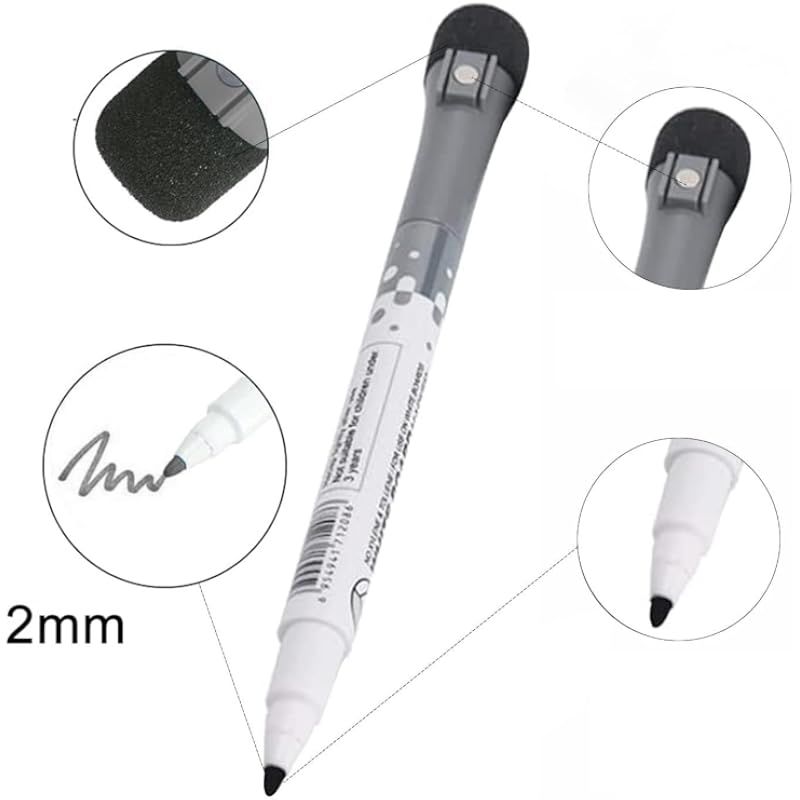 Accuprints Pack Of 2 White Board Markers For White Board Magnetic Dry Erase Markers Fine Tip Low-Odor Whiteboard Markers