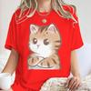 Funny Anime Cat Crossed Arms Print Tshirt Harajuku Kawaii Cat Graphic Tees Summer Casual Streetwear For Unisex And Unisex