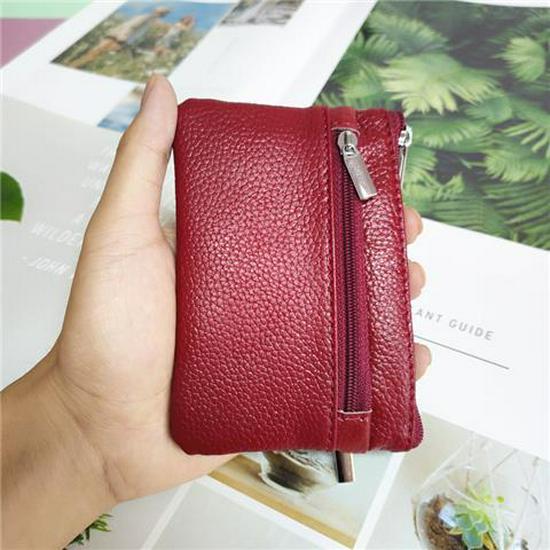 

Многофункциональный мини-кошелек из натуральной кожи для ключей и монет вино красного