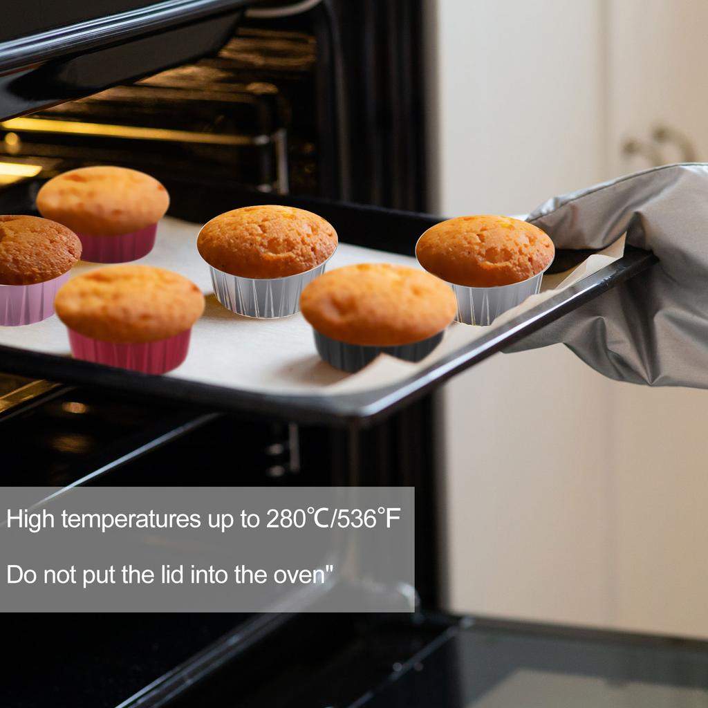 100Pcs Baking Cups with Lids Aluminum Foil Liners Mini Disposable Containers Cups Holders Cases Boxes Pans for Dessert Wedding