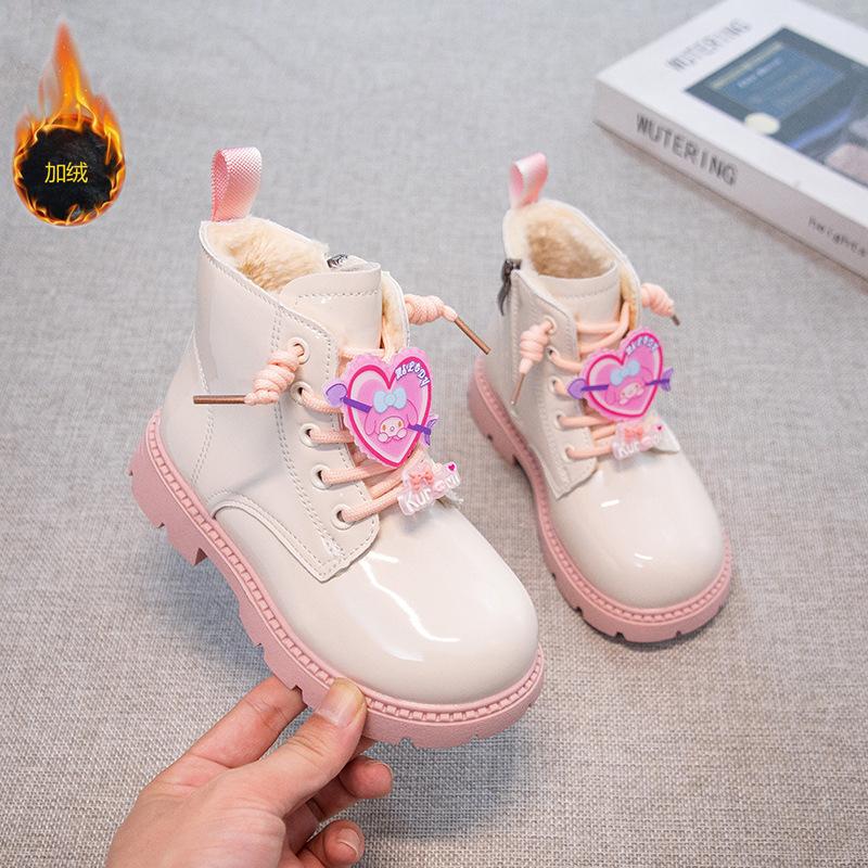 

Cartoon Martin Boots for Girls Autumn Winter Kids Short Boots Princess Cute Leather Shoes size 26