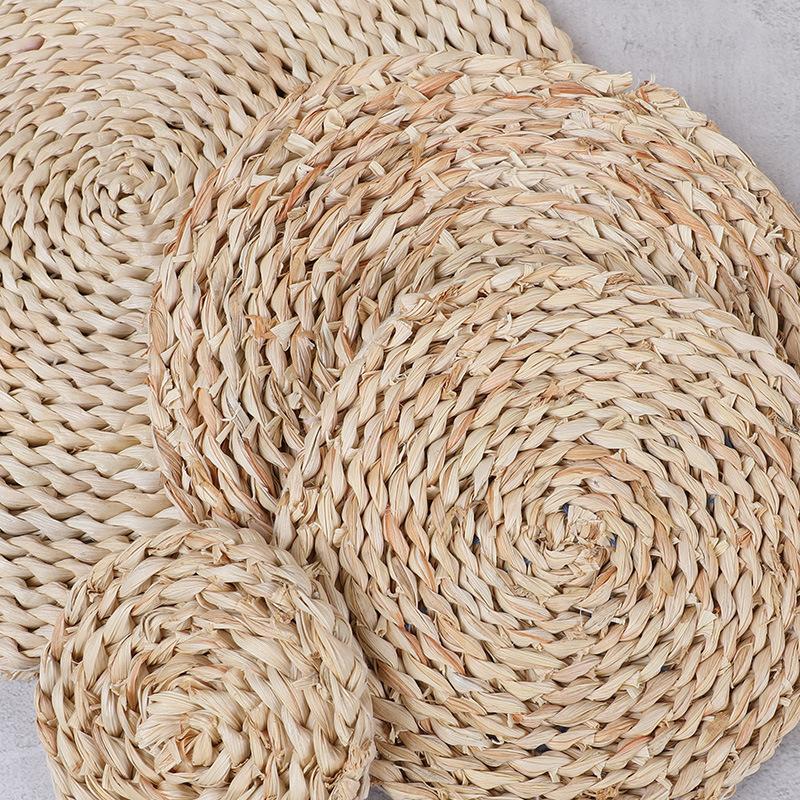 HeMu Creative Corn Fur Woven Table Mat Insulation Pot Round Coaster Coffee Drink Tea Cup Mat Creative Table Mat