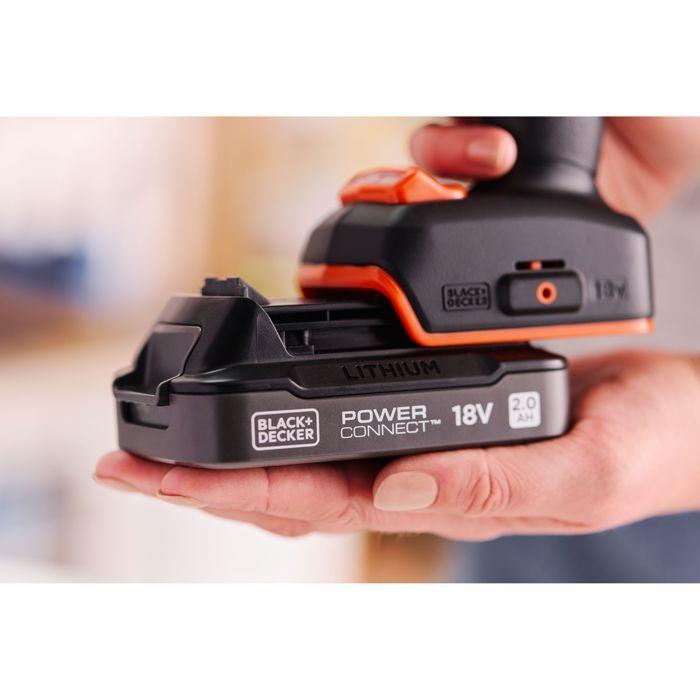 BLACK+DECKER Perceuse Visseuse À Percussion Éco-Responsable 18V Brushless - 2 Batteries 2Ah – En Mallette - BLD683D2XK-QW