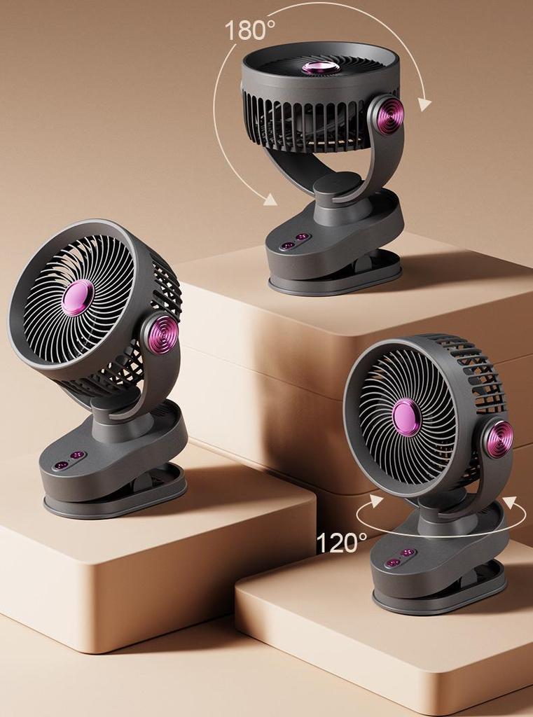 Silent USB Clip-on Desktop Fan with Light and Oscillation for Home and Dorm Use
