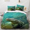 Crocodile Duvet Cover Set Wild Alligator Pattern Bedding Set Wildlife Style Comforter Cover Horror Animal Theme Twin Quilt Cover