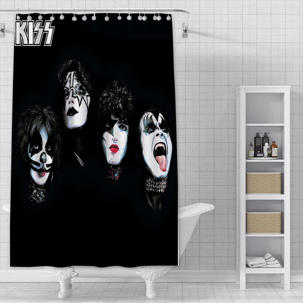 

Американская Тяжелая Группа Занавеска для Душа Водонепроницаемая Полиэстеровая Ткань Краска Метал Рок Kiss Занавески для Ванной Комнаты Домашний Декор для Ванной Комнаты Занавеска YL90x180cm