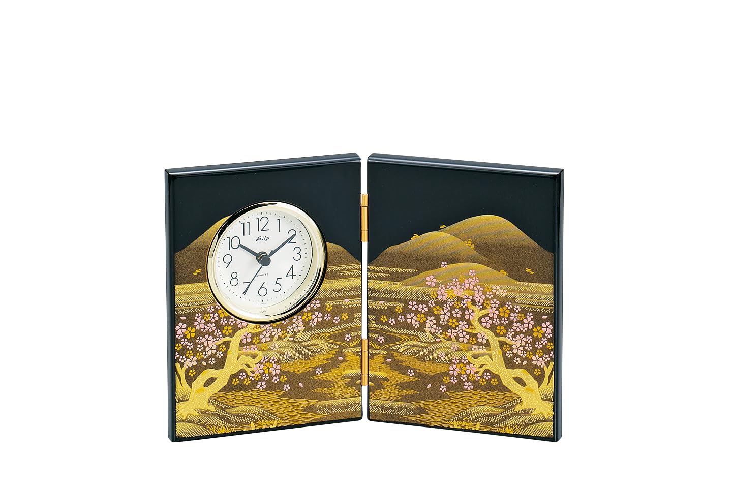 

Nakatani Brothers Yamanaka Lacquer Tenpyo Style Quartz & Panel, Black, Yoshino Landscape, 37-3106