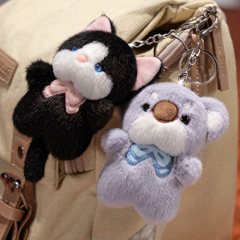 Stuffed Cartoon Animal Keychain Soft Cat Plush Keyring Plush Koala Bag Pendant Kids Gifts