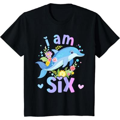 6th Birthday Dolphin Girl 6 Years Old Six Finally 6 Birthday T-Shirt