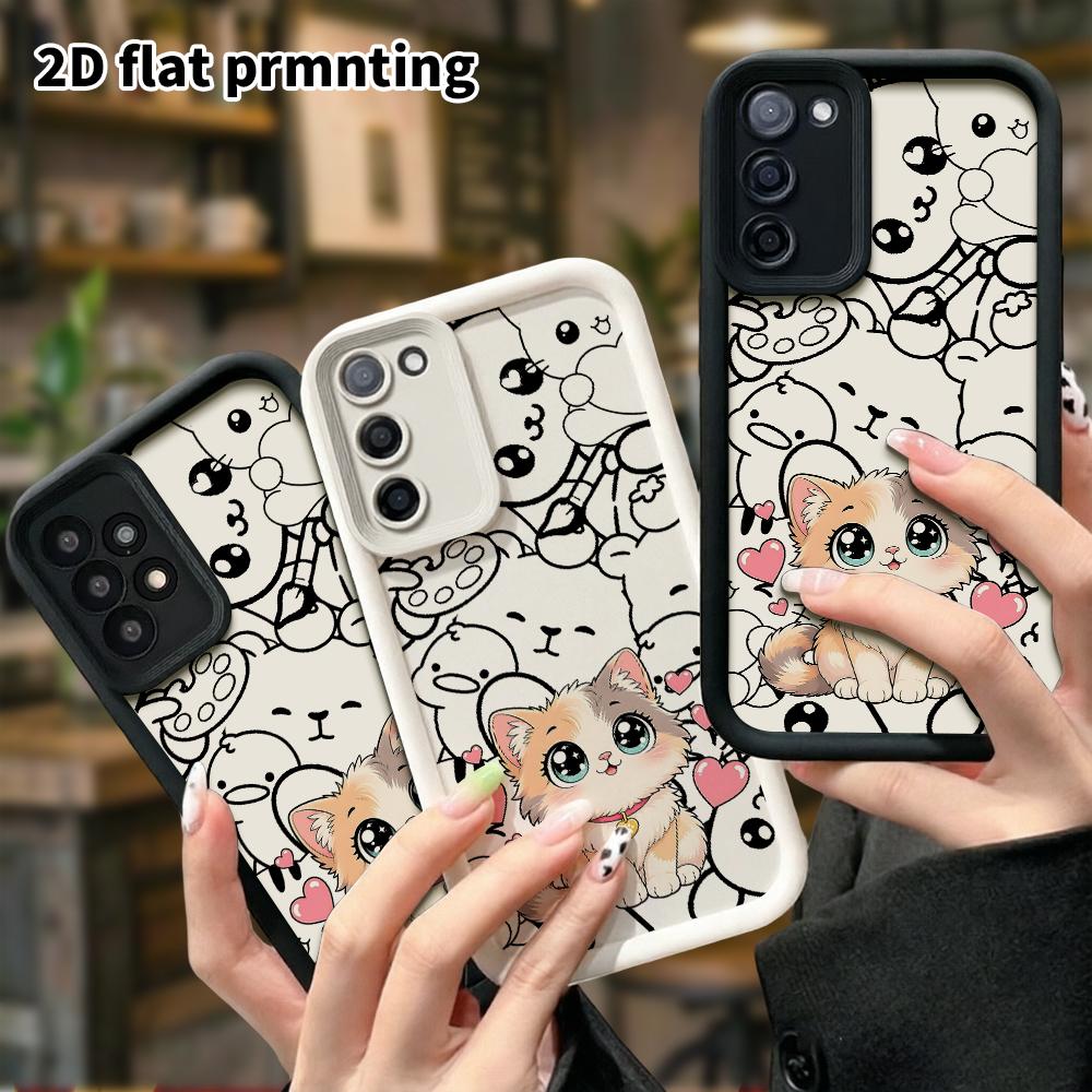 Phone Case: 2D Flat, Suitable for Samsung Galaxy A34 A35 M05 M06 S20 S22 S21 FE Plus 5G Protective Cases, Long-haired Calico Kitten, Perfect Christmas