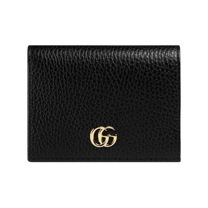 

Gucci GG Marmont Gold Logo Double Fold Leather Wallet Card Holder Women wallet Black 456126-CAO0G-1000 Gift Set(Basic Set+Box+Shopping Bag)