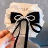 1PC Pink Sweet Lace Cotton Bow Women's Pearl tassel Hairpin Sensation Top Clip Float Hair Accessories Headwear