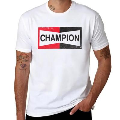 CHAMPION - Spark Plug Retro Distressed Emblem - Cl T-Shirt Short Sleeve Tee New Edition Slim Fit T Shirts for Men