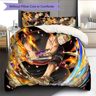 Juego de Ropa de Cama con Estampado de Dibujos Animados Colcha Funda de Colcha Funda de Almohada Decoración del Hogar Regalo de Cumpleaños (1 * funda nórdica + 2 * fundas de almohada, sin núcleo)