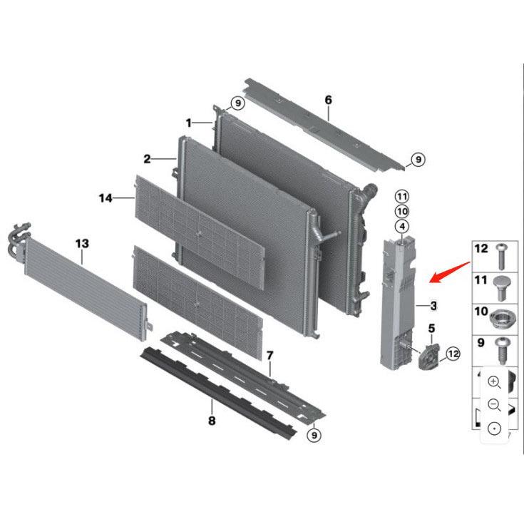 17119487032/17119487033: Wspornik chłodnicy kompatybilny z BMW serii 3 F30LCI