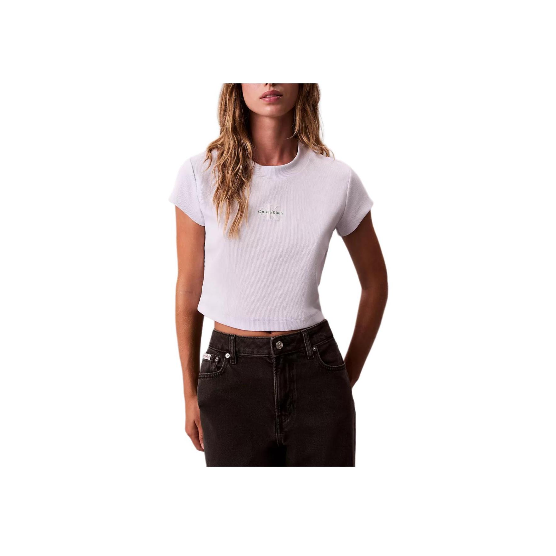 Calvin Klein Casual Slim Fit Soft Breathable Round Neck Short Sleeve T-Shirt Women tops 47AB802-WGA XS