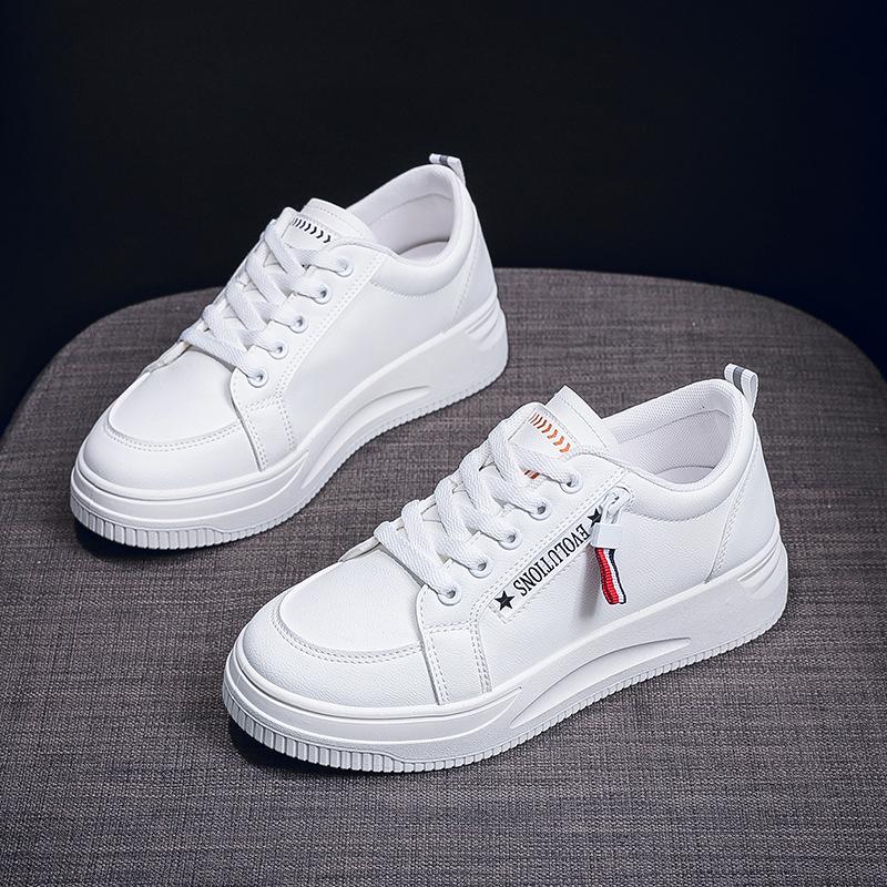 Damen Frühling 2025 Weiße College-Sneaker im koreanischen Stil mit dicken Sohlen - QR661