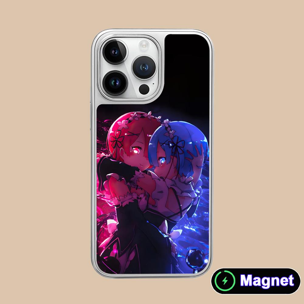 ReZero Rem Ram Silver Plating Magsafe Mobile Phone Case for iPhone 17 16 15 14 13 12 11 Air Pro Max Plus Colorful Cover
