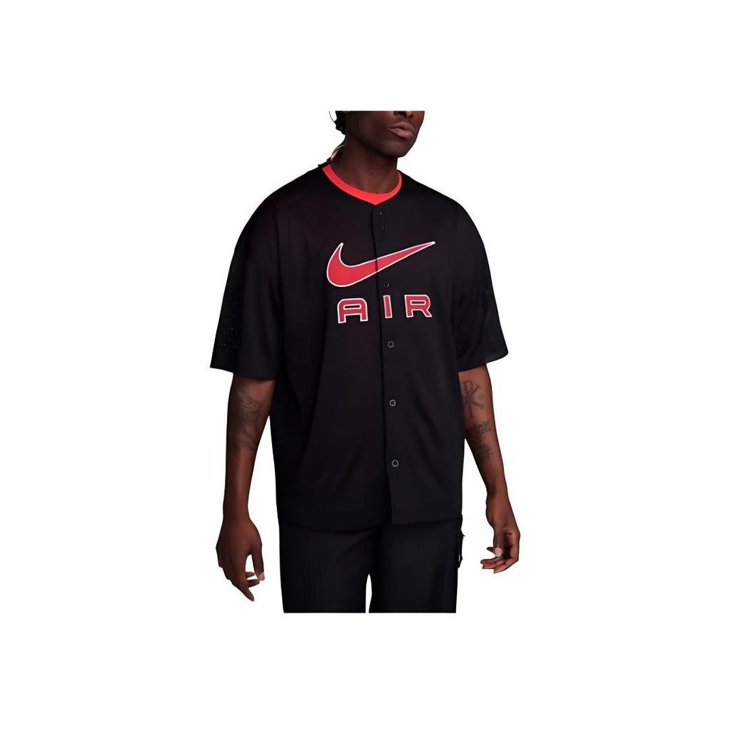 Nike Pánský pletený top s jedním knoflíkem, spadlými rameny, prodyšný, s kulatým výstřihem, černý FN2149-010