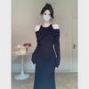 Women's 2024 French-Style Two-Piece Knit Sweater Dress with Inner Skirt for Autumn/Winter