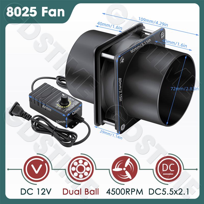 Smoke Absorber Fume Extractor 12V 220V Adjustable Speed Fan 80MM 120MM Pipe Duct Exhuast Fan for Kitchen Exhaust and Electronics