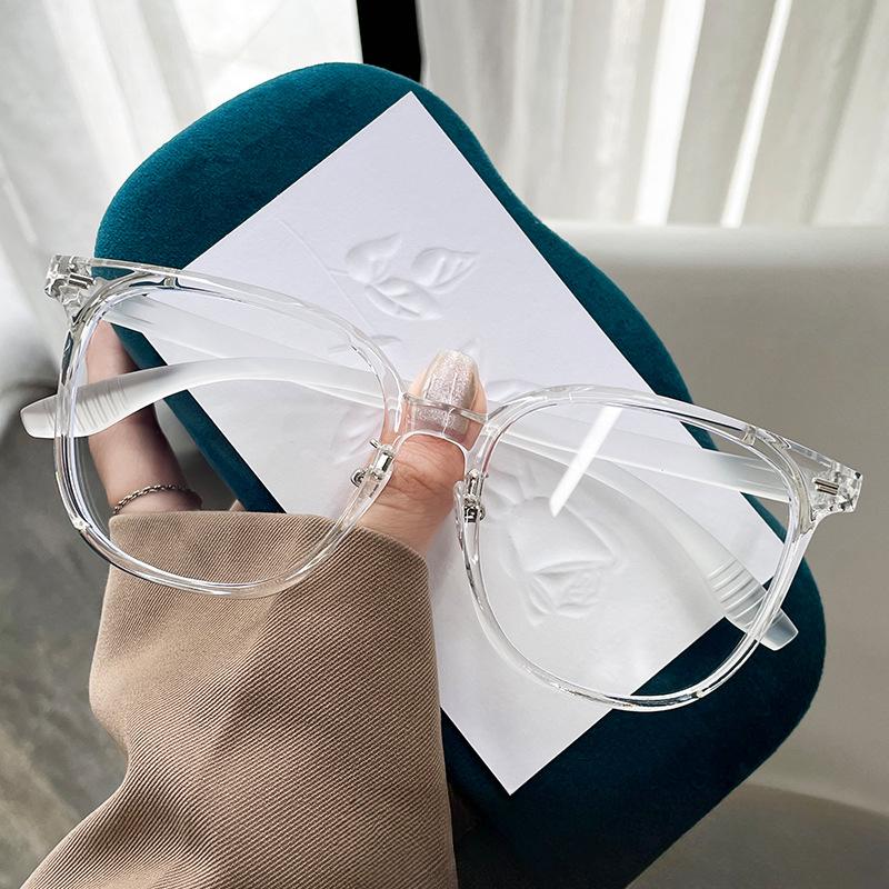 TR90 Rivet Large Frame Women's Anti-blue Light Flat Mirror Xiaohongshu Plain-face Internet Celebrity with Myopia Glasses Frame