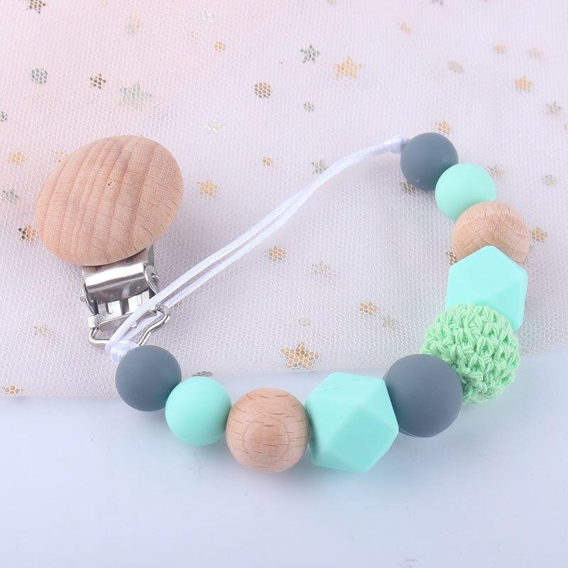 Pacifier Clip Baby Girls Silicone Teething Beads Paci Holder Soothie Clips Teether Toy Chewbeads Toddler Birthday Shower Gift