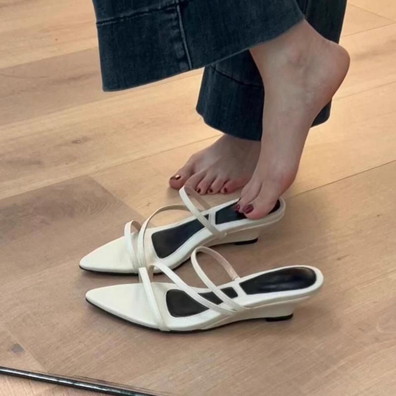 

Fashion New Style Summer Women Concise Thick Heel Slippers Outdoor Narrow Band Open Toe Slide Ladies Casual Dress Gladiator Sandals 39 белый