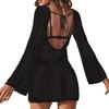 Nové zakrývací šaty Dámské Sexy Vykrojené Dlouhý rukáv Bez zad Bodycon Bikiny Plavky Pletené Plážové