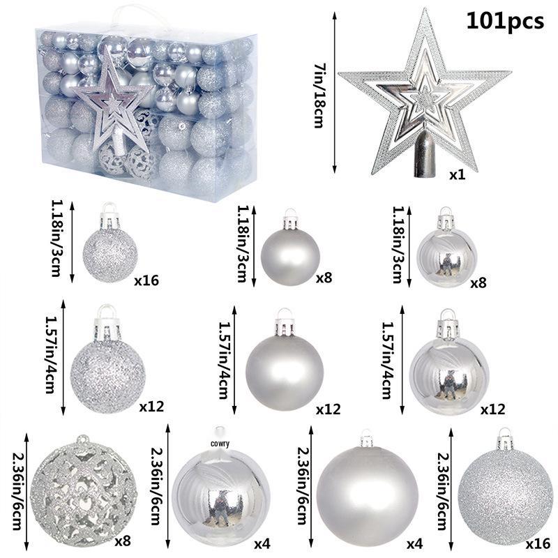 101-Piece Christmas Star Ornament Set: Electroplated Plastic Balls