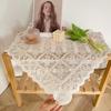 Beige Square Lace Openwork Tablecloth Retro European Embroidery Table Linen Wedding Party Garden Home Decoration