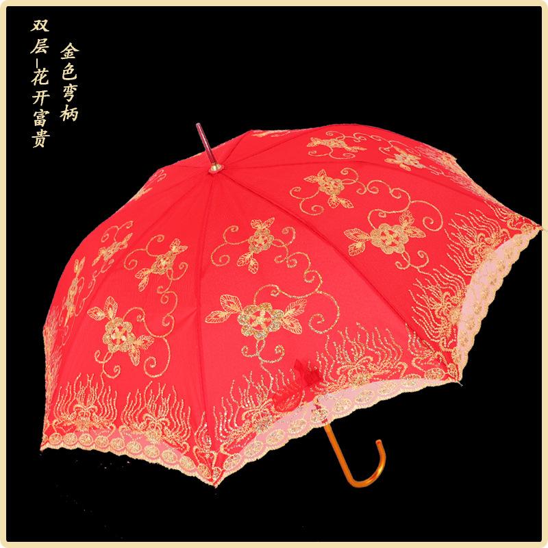 Red Umbrella Wedding Wedding Umbrella Lace Embroidery Chinese Wedding Long Handle Umbrella Retro Wedding Umbrella Bridal Umbrella