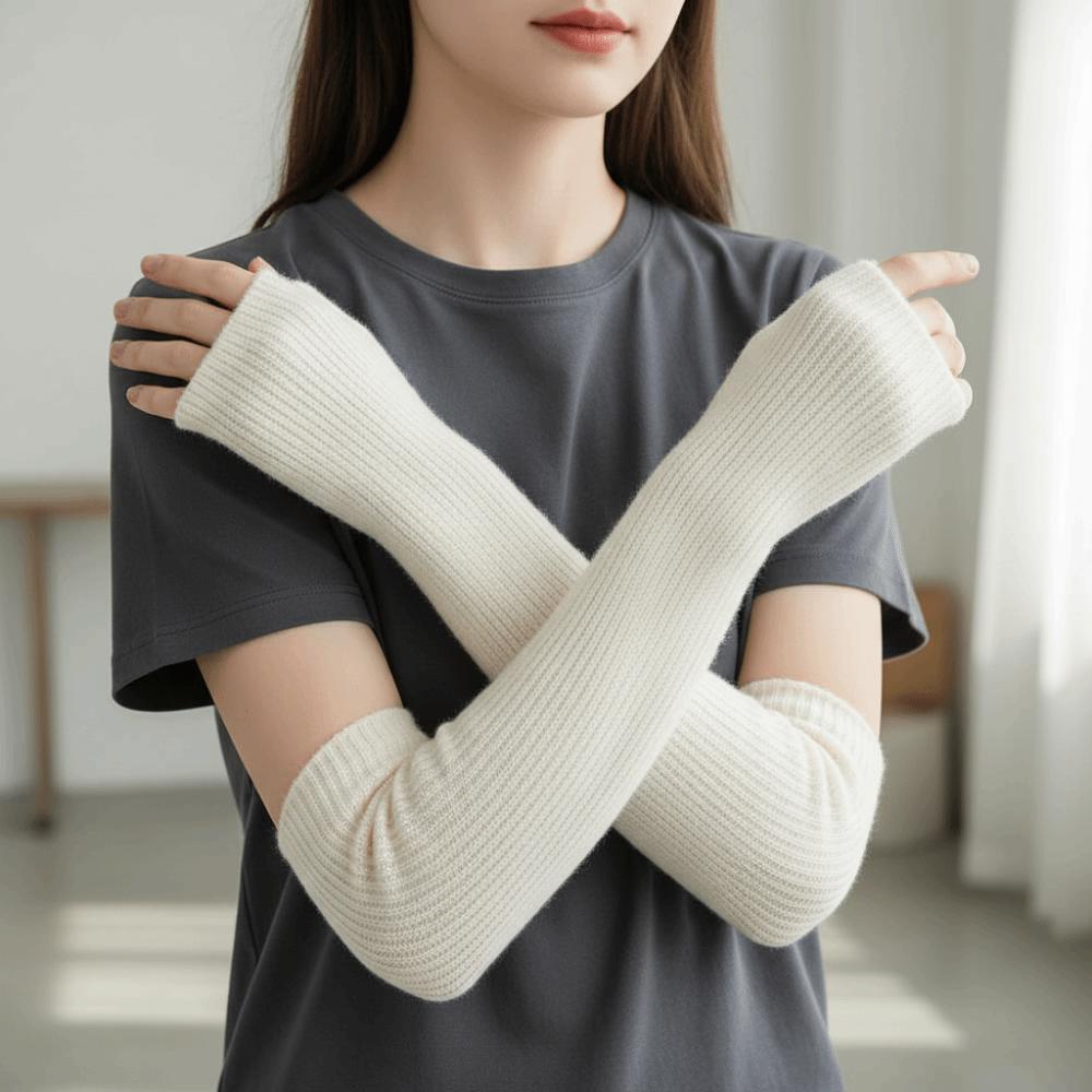 Knitted Fingerless Long Gloves Long Sleeve Elbow Mitten Y2K Arm Sleeve Gloves for Women Girls