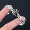 Oval Natural Turritella Agate Engagement Leaf Bangle Jewelry 925 Sterling Silver