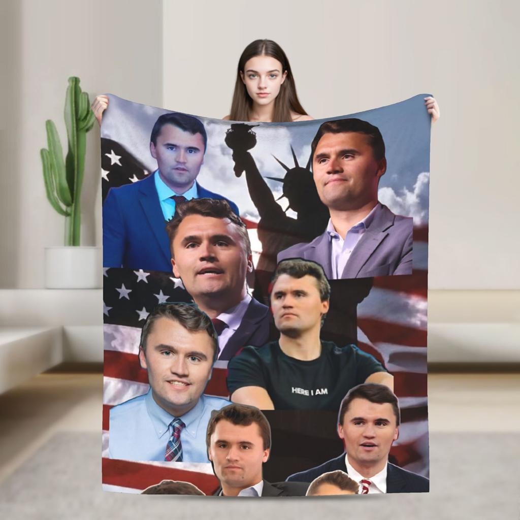 RIP Charlie Kirk Memorial Flannel Throw Fashion Blankets A True Patriot Freedom for Bed Knitted Fashion Blanket Outdoor Soft Portable Quilt