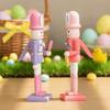 18 CM Easter Rabbit Nutcracker Realistic Smooth Wooden Bunny Statue Collectible Handmade Nutcracker Figures Table Centerpiece