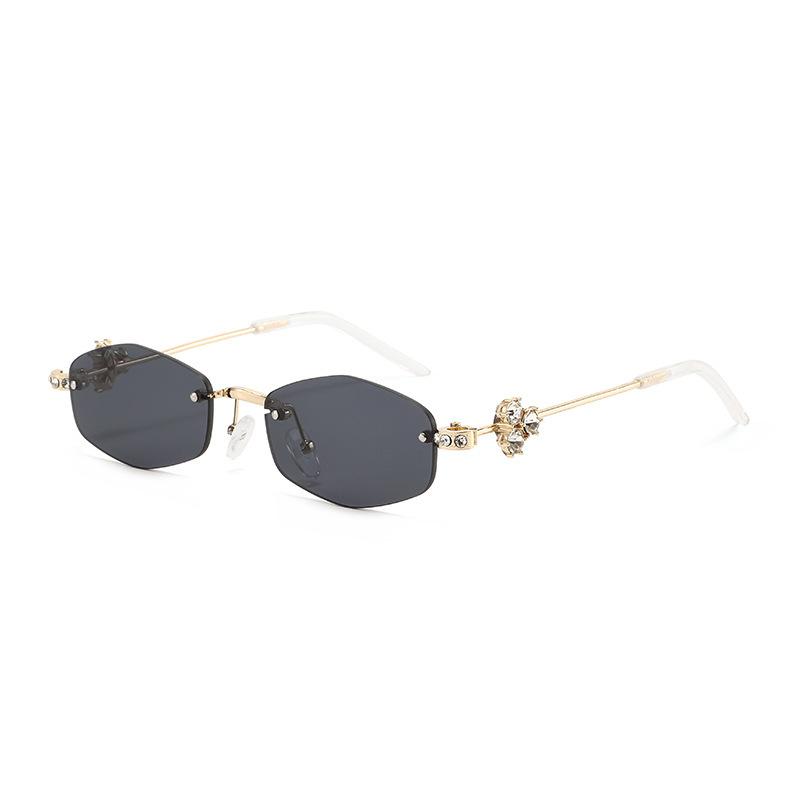 Rimless Glasses, Trimmed Diamond-Set Polygonal Sunglasses, Sunglasses, Plain Tide Flat Glasses.