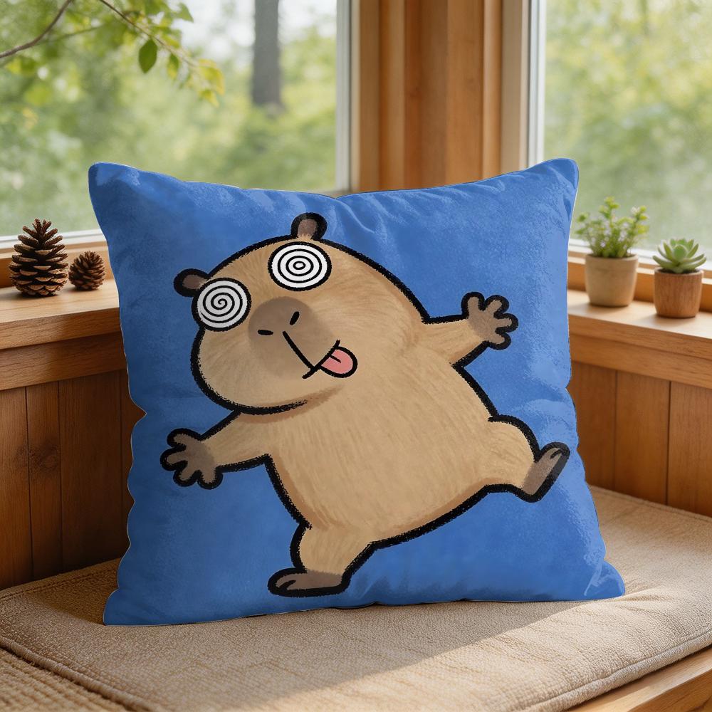 Cute Kicapara Cartoon Cushion Cover Silky Short Plush Invisible Zipper Dustproof Sofa Pillow Case For Home Decor