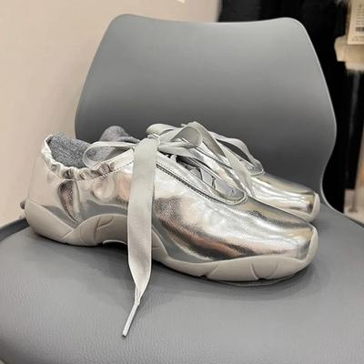 Luxury Shoes Women Fashion Trend New Versatile Silver Strap Ballet Shoes Woman Casual Sports Shoes Flat Bottomed Sneakers Women