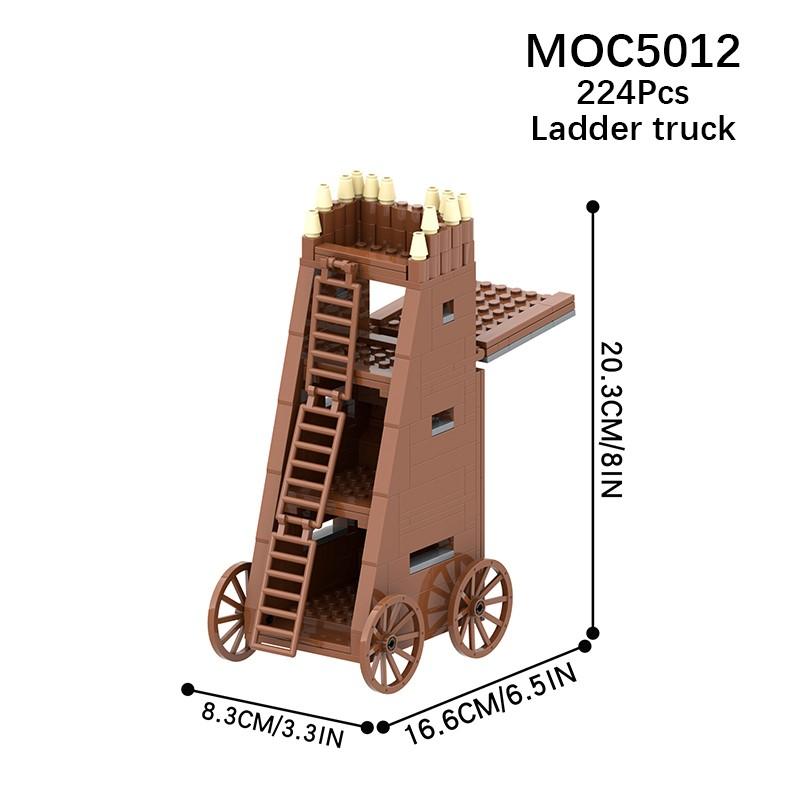 MOC Middle Ages Military Ladder Gate Siege Vehicle Watch Tower Building Block Battlefield War Street View Toys For Children Gift