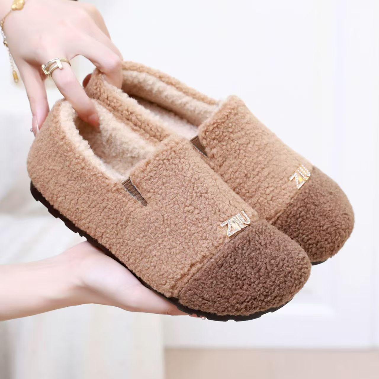 Shoes winter new plush shoes flat shoes casual home cotton shoes 41