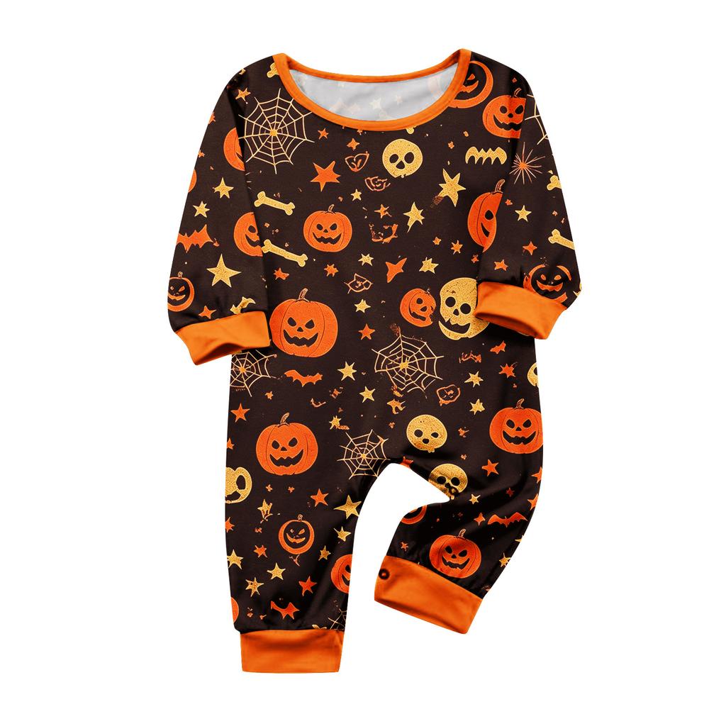Family Matching Halloween Print Long Sleeve Pajama Set for Parents and Children