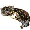 Viking Style Two Tone Wolf Head Mens Necklace With Mjolnir Pendant