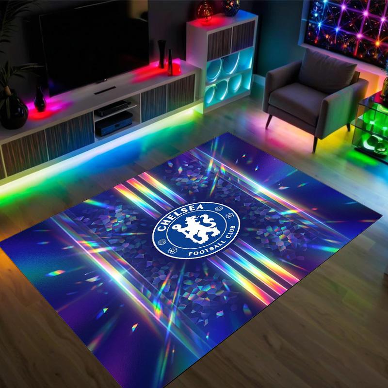Tappeto in Velluto di Cristallo Design Chelsea FC Accogliente Non?Tappeto Stampato Antiscivolo per Camera da Letto Soggiorno Ingresso
