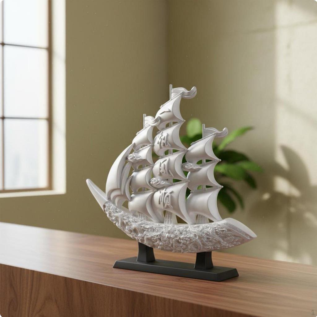 Smooth Sailing Boat Statue Housewarming Gift Feng Shui Wealth Ship Light Elegant Design Sailboat