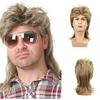 Herren Schwarze Lockige Perücke Rocker Stil Cosplay Vintage Mode Hitzebeständiges Synthetisches Haarteil