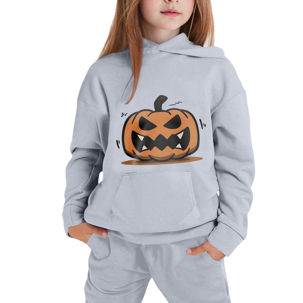 Kids Hoodie with Halloween Print - Casual Long Sleeve Pullover for Boys and Girls