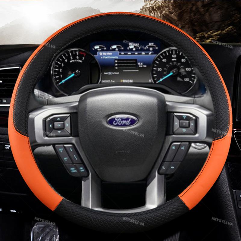 For Ford Expedition 2007-2022 F150 F-250 2000-2022 F-350 Super Duty 2000-2016 Car Steering Wheel Cover Leather Auto Accessories